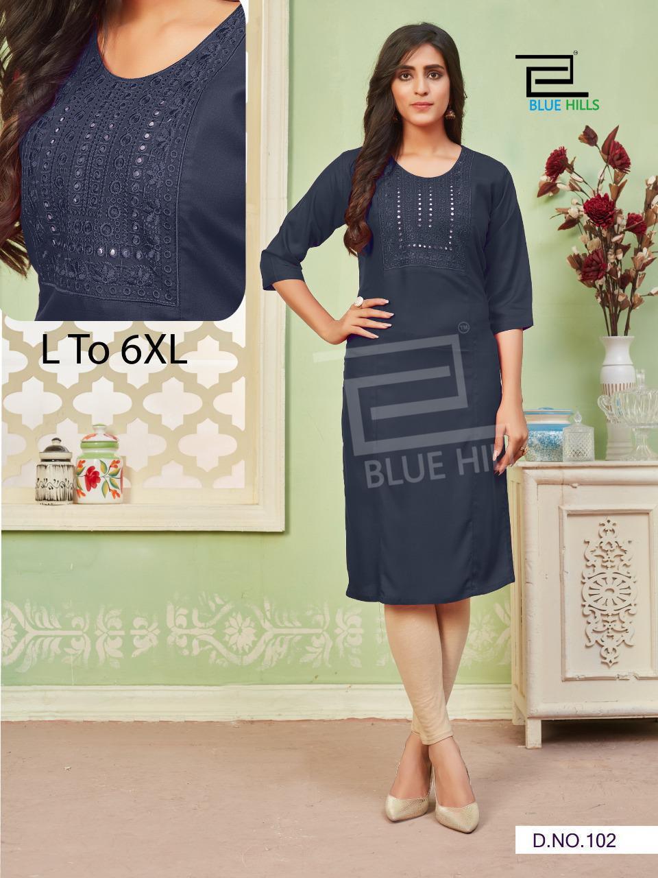 Blue Hills Colorbar Nx Latest Fancy Designer Casual Wear Long Kurti Collection